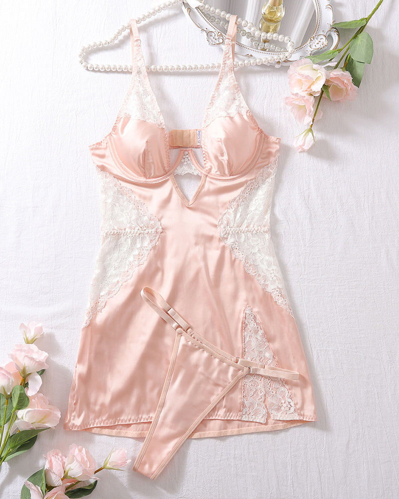 Slim Fit Hollow Strap Nightdress Skin Color Avidlove-Dresses - Tophatter Daily Deals