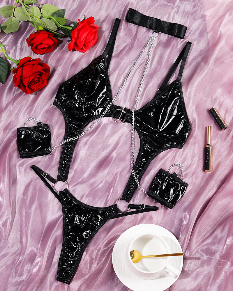 PU Hollow Chain Bodysuit Avidlove-Bodysuits - Tophatter Daily Deals
