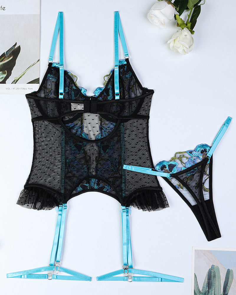 Flower Embroidery Dot Pleated Two-Piece Set Avidlove-Corset - Tophatter Daily Deals