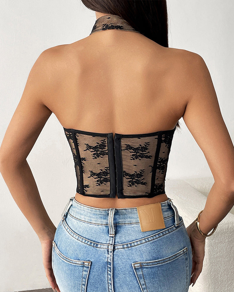 Lace Bead Cut Out Backless Bustier Avidlove-Corset - Tophatter Daily Deals
