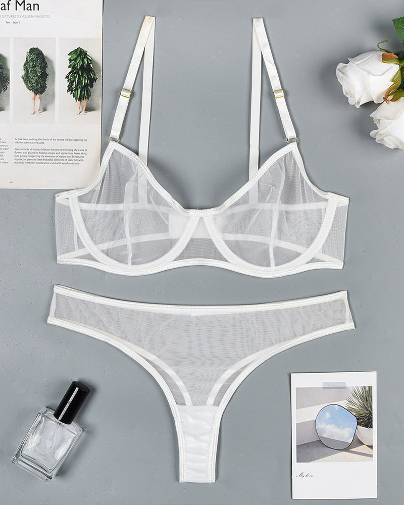 ⚡Flash Sale-Sheer Mesh Underwear Intimate Erotic Set White Avidlove-Bra Sets - Tophatter Daily Deals