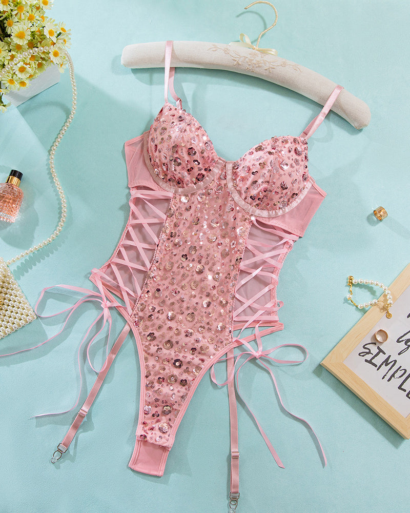 Mesh Erotic Butterfly Sequins Bodysuit Avidlove-Bodysuits - Tophatter Daily Deals