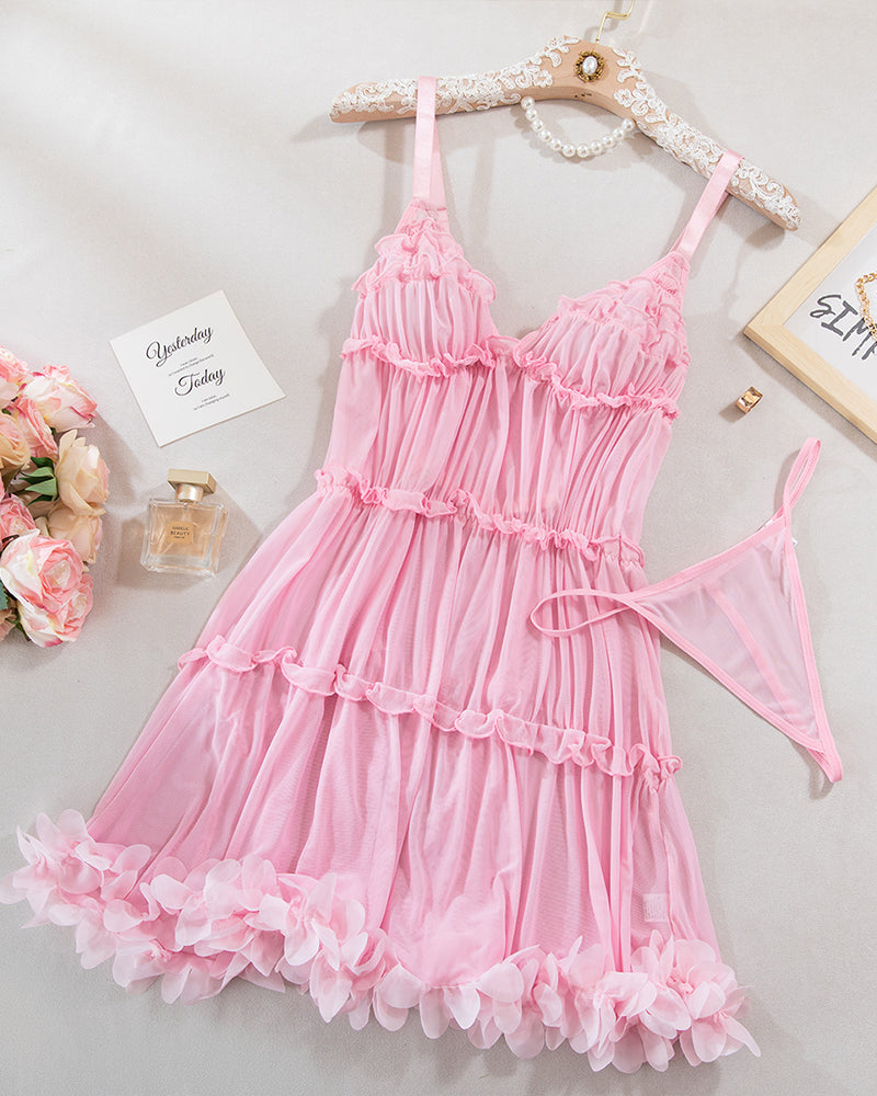 Pretty Layered Babydoll Puffy Dress Pink Avidlove-Babydolls - Tophatter Daily Deals
