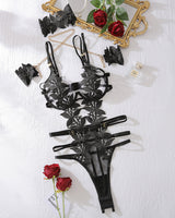 Flower Embroidery Bodysuits with Chain Bracelet Black Avidlove-Bodysuits - Tophatter Daily Deals