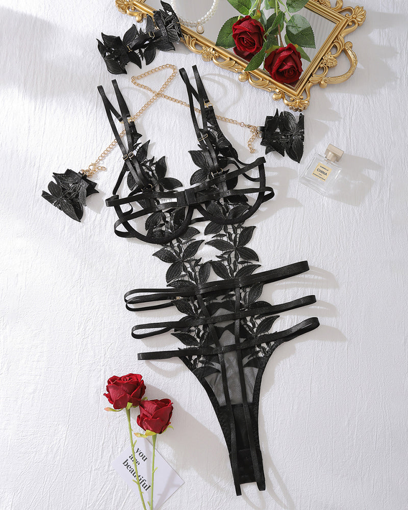 Flower Embroidery Bodysuits with Chain Bracelet Avidlove-Bodysuits - Tophatter Daily Deals
