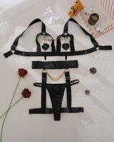 Metal Chain Hollow Bra Panty Set Black Avidlove-Bra Sets - Tophatter Daily Deals