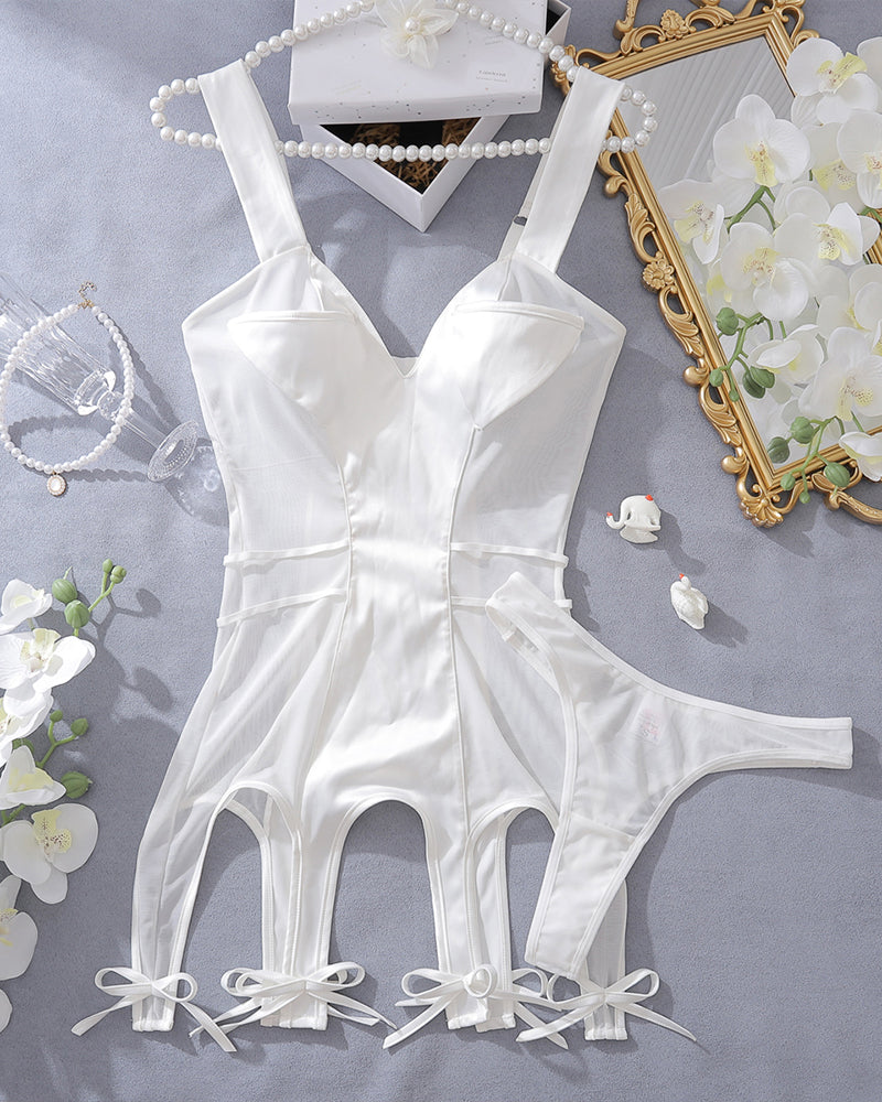 Irregular Bow Hem Mini Dress White Avidlove-Corset - Tophatter Daily Deals