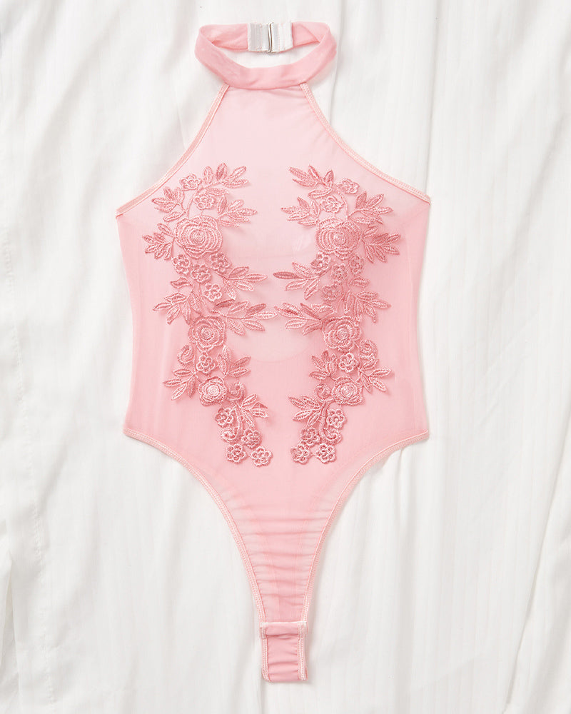Mesh Sheer Floral Embroidered Bodysuit Avidlove-Bodysuits - Tophatter Daily Deals