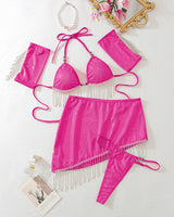 Lace-up Halterneck Tassel Lingerie Set Rose Pink Avidlove-Bra Sets - Tophatter Daily Deals