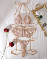 Sequins Blonde Pleated Chain Lingerie Set Gold Avidlove-Bra Sets - Tophatter Daily Deals