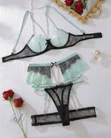 Chain Garter Contrast Color Lace Lingerie Set Green Avidlove-Bra Sets - Tophatter Daily Deals