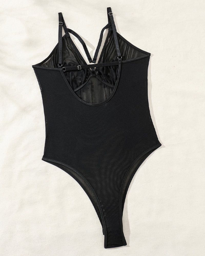 Floral Embroidered Mesh Sheer Bodysuit Avidlove-Bodysuits - Tophatter Daily Deals