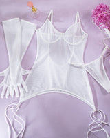 Mesh Straps Bodycon Dress with Gloves White Avidlove-Chemises - Tophatter Daily Deals