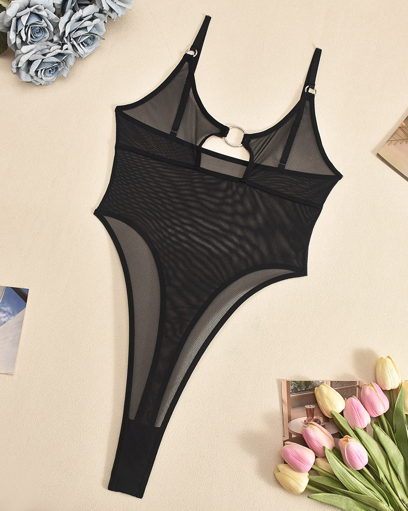 Hollow Mesh Sheer Bodysuits Black Avidlove-Bodysuits - Tophatter Daily Deals