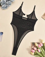Hollow Mesh Sheer Bodysuits Black Avidlove-Bodysuits - Tophatter Daily Deals