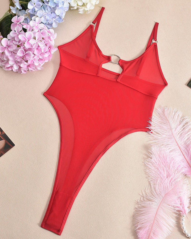 Hollow Mesh Sheer Bodysuits Red Avidlove-Bodysuits - Tophatter Daily Deals