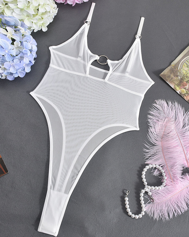 Hollow Mesh Sheer Bodysuits White Avidlove-Bodysuits - Tophatter Daily Deals