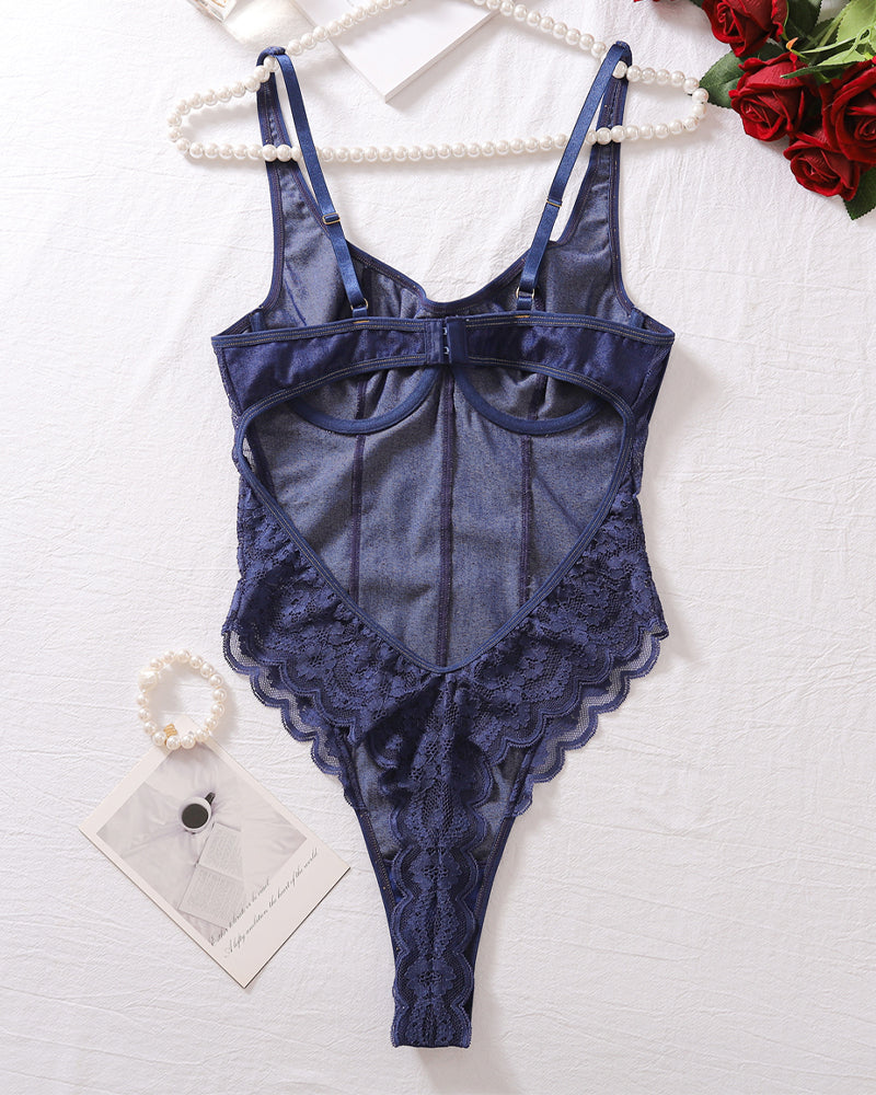 Backless Lace Denim Bodysuits Avidlove-Bodysuits - Tophatter Daily Deals