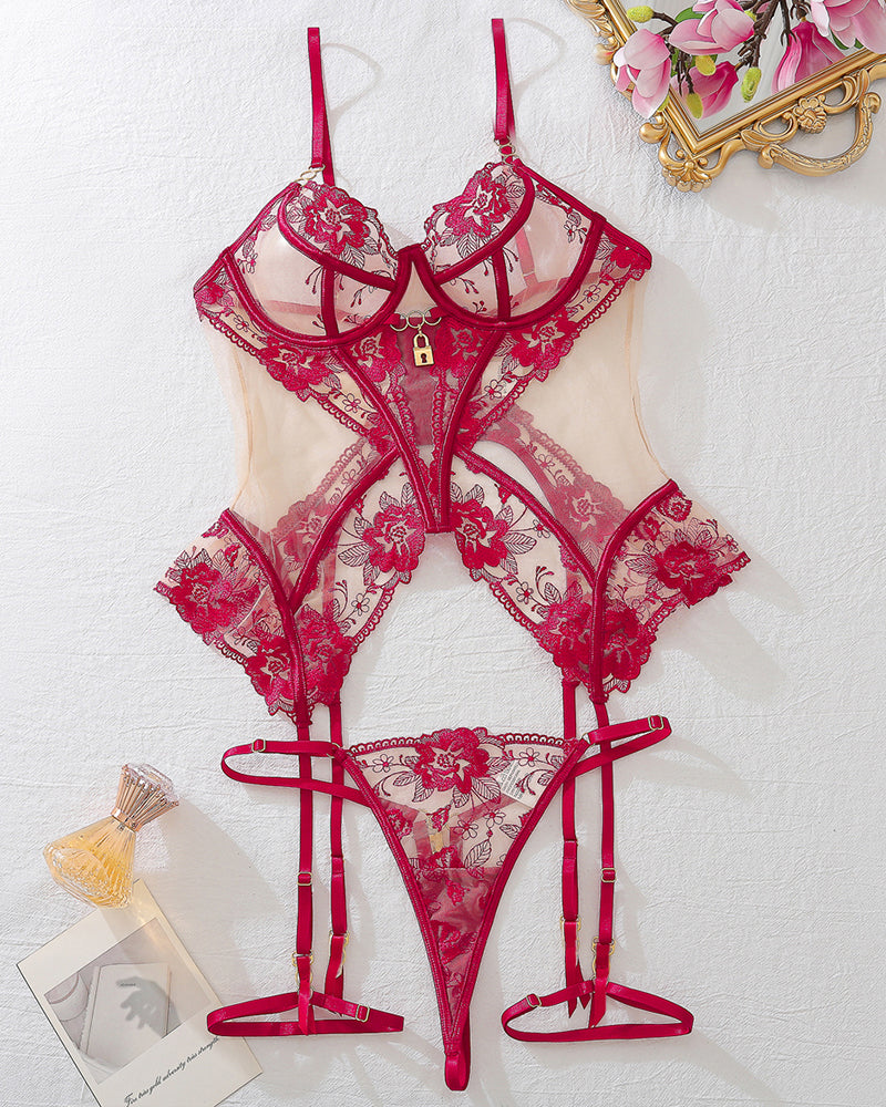 Cross Waist Corsets Lingerie Sets Wine Red Avidlove-Corset - Tophatter Daily Deals