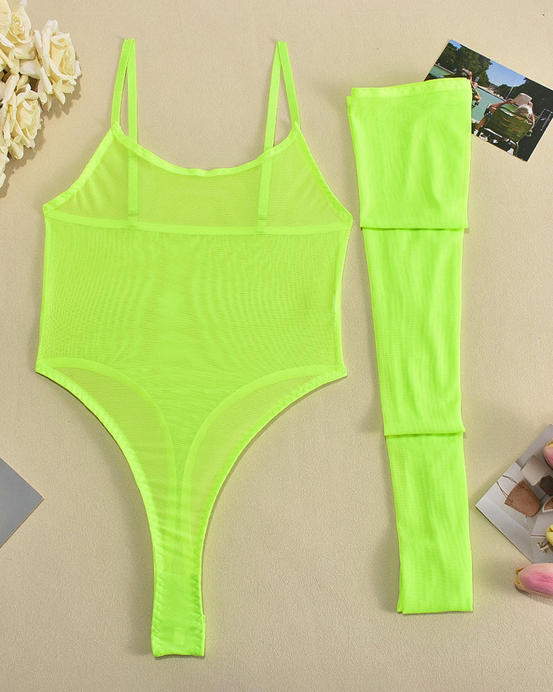 Mesh Sheer Bodysuits with Stockings Green Avidlove-Bodysuits - Tophatter Daily Deals