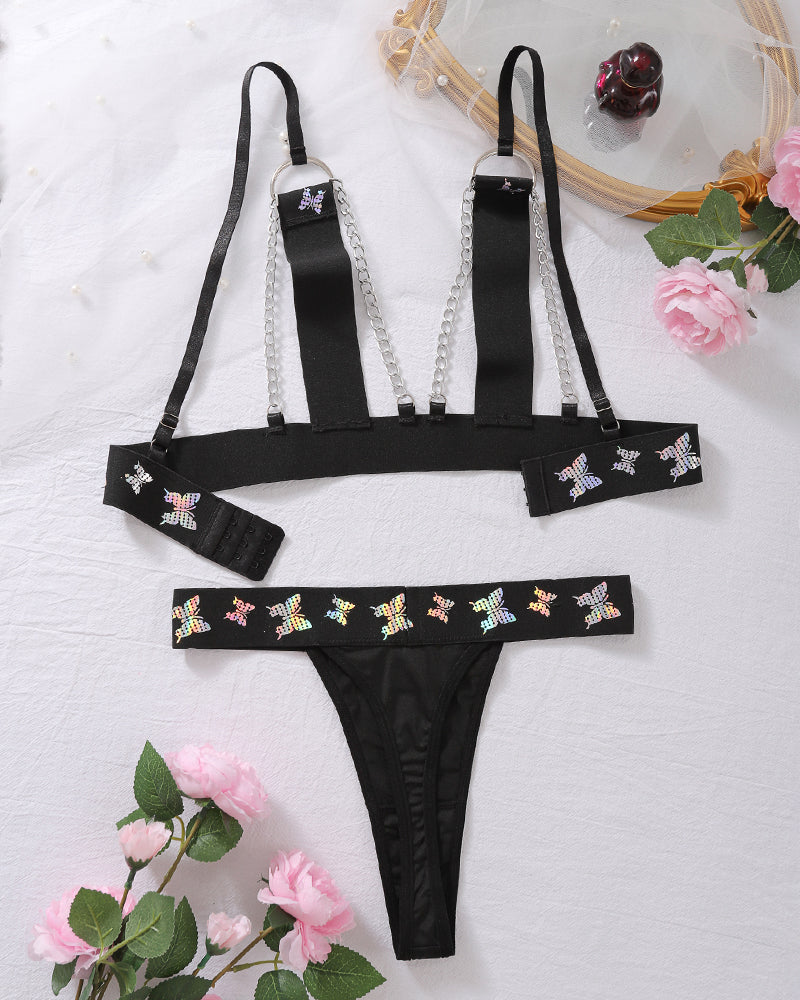 Dazzling Color Butterfly Hollow Chain Bra Sets Avidlove-Bra Sets - Tophatter Daily Deals