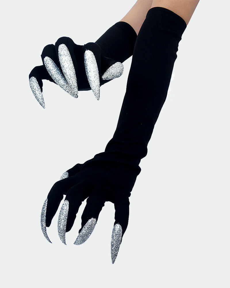 Long Nail Gloves Cosplay Demon Paw Silver Black One Size Avidlove-Accessory - Tophatter Daily Deals