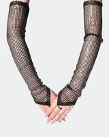Sequin Fingerless Floral Gloves Black One Size Avidlove-Accessory - Tophatter Daily Deals