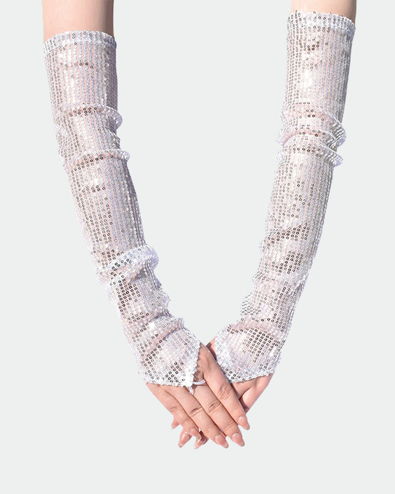 Sequin Fingerless Floral Gloves Avidlove-Accessory - Tophatter Daily Deals
