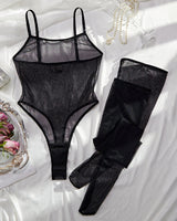 Mesh Sheer Bodysuits with Stockings Black Avidlove-Bodysuits - Tophatter Daily Deals