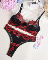 Color Trim Lace Underwire Bra Panty Sets Red Avidlove-Corset - Tophatter Daily Deals
