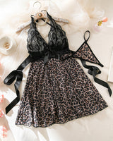 Leopard Lace Halter V Nightdress Leopard Avidlove-Babydolls - Tophatter Daily Deals