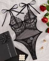 Lace Embroidery Open Back Bodysuit Avidlove-Bodysuits - Tophatter Daily Deals