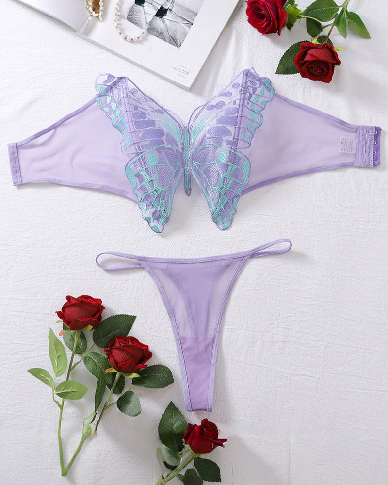 Butterfly Dreams 2 Piece Set Light Purple Avidlove-Bra Sets - Tophatter Daily Deals