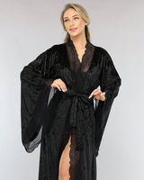 Velvet Belted Robe with Lace Trim Avidlove-Nightgown - Tophatter Daily Deals