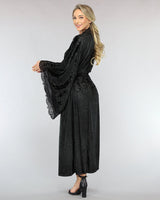 Velvet Belted Robe with Lace Trim Avidlove-Nightgown - Tophatter Daily Deals