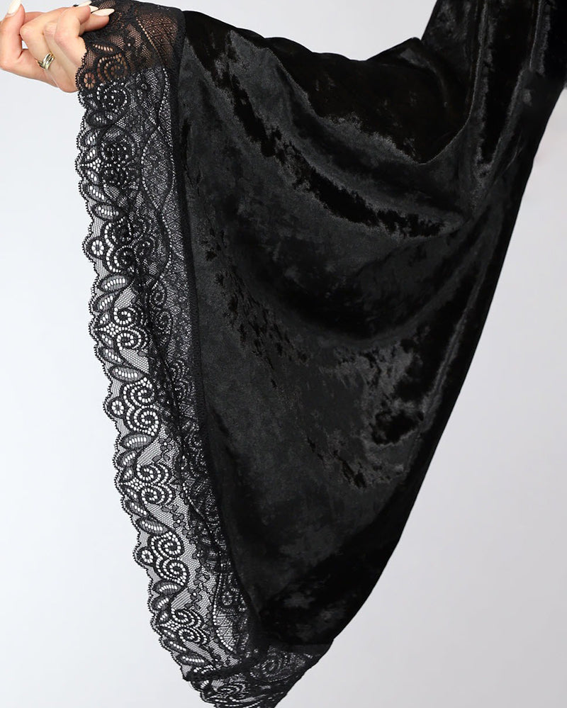 Velvet Belted Robe with Lace Trim Avidlove-Nightgown - Tophatter Daily Deals