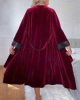 Velvet Belted Mid-Robe with Lace Trim Avidlove-Nightgown - Tophatter Daily Deals