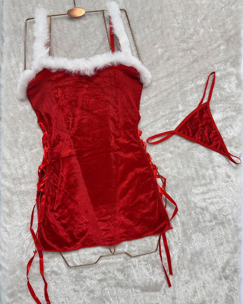 Velvet Santa Babe Christmas Costume Set Avidlove-Chemises - Tophatter Daily Deals