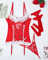 4-Piece Christmas Costume Set+Stockings Red Avidlove-Corset - Tophatter Daily Deals
