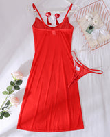 Red Sheer Mesh Nightgown with G-String Avidlove-Nightgown - Tophatter Daily Deals