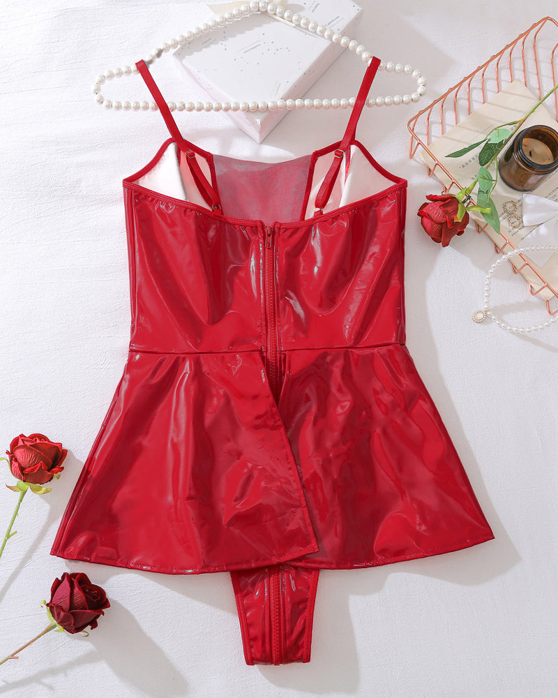 Leather Mini Dress Bodycon Bodysuit Dress Avidlove-Bodysuits - Tophatter Daily Deals