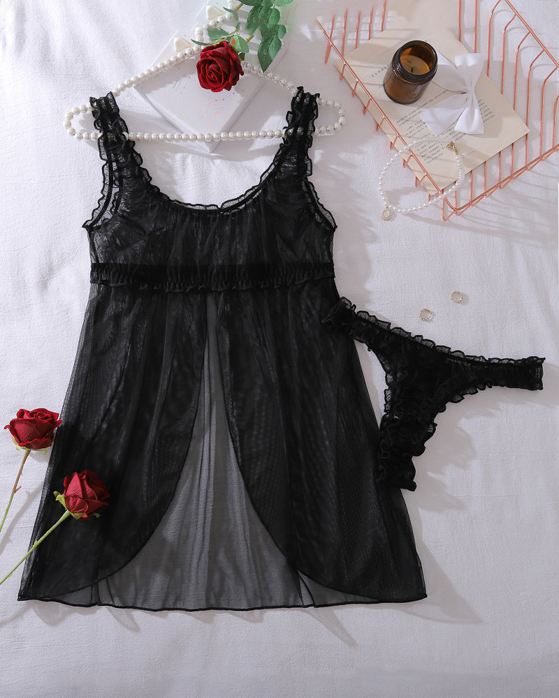 Sheer Mesh Open Front Night Dress Nighty Avidlove-Babydolls - Tophatter Daily Deals