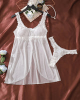 Sheer Mesh Open Front Night Dress Nighty White Avidlove-Babydolls - Tophatter Daily Deals