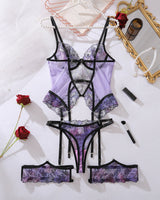 Romantic Purple Embroidered Lace Corset Sets Avidlove-Corset - Tophatter Daily Deals