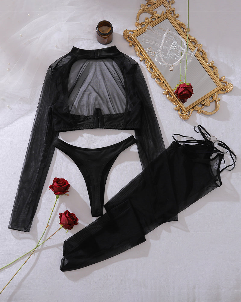 Romantic Mesh Crop Top Sets+Stockings Avidlove-Crop Set - Tophatter Daily Deals