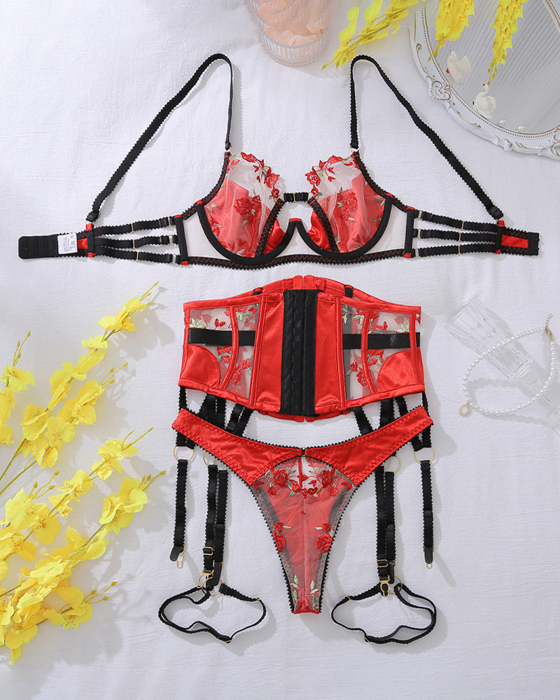 Rose Embroidered Corsets Lingerie Sets Avidlove-Corset - Tophatter Daily Deals