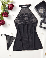 Mesh Halter Embroidered Floral Mini Dress Avidlove-Chemises - Tophatter Daily Deals