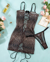 Camisole Backless Lace-up Slip Dress Leopard Avidlove-Chemises - Tophatter Daily Deals
