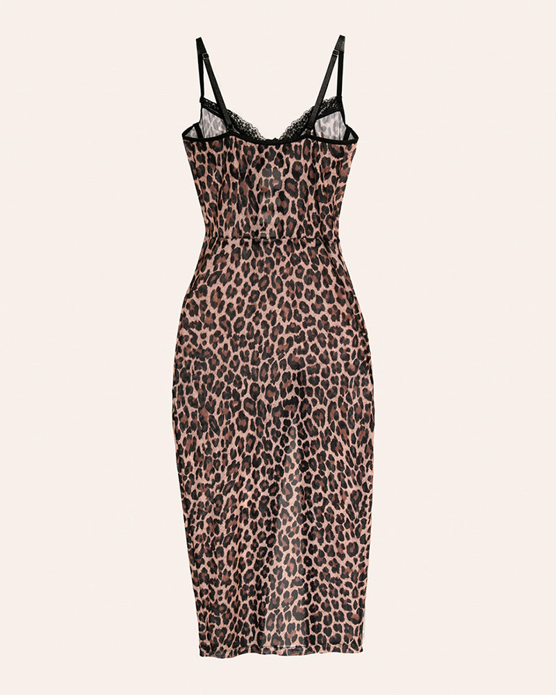 Hollow Leopard High Slit Dress+Thong Avidlove-Nightgown - Tophatter Daily Deals