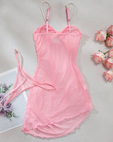 Pearl Strap Hollow Mesh Slip Dress Avidlove-Chemises - Tophatter Daily Deals